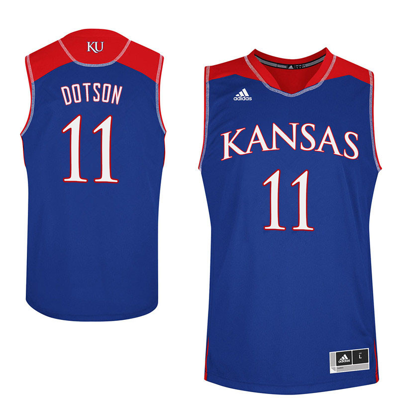 Men #11 Devon Dotson Kansas Jayhawks College Basketball Jerseys Sale-Blue